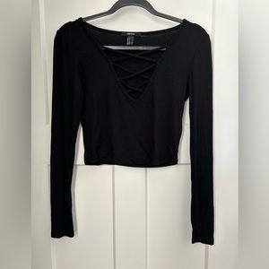 Black Long Sleeve Crop Top from Forever 21